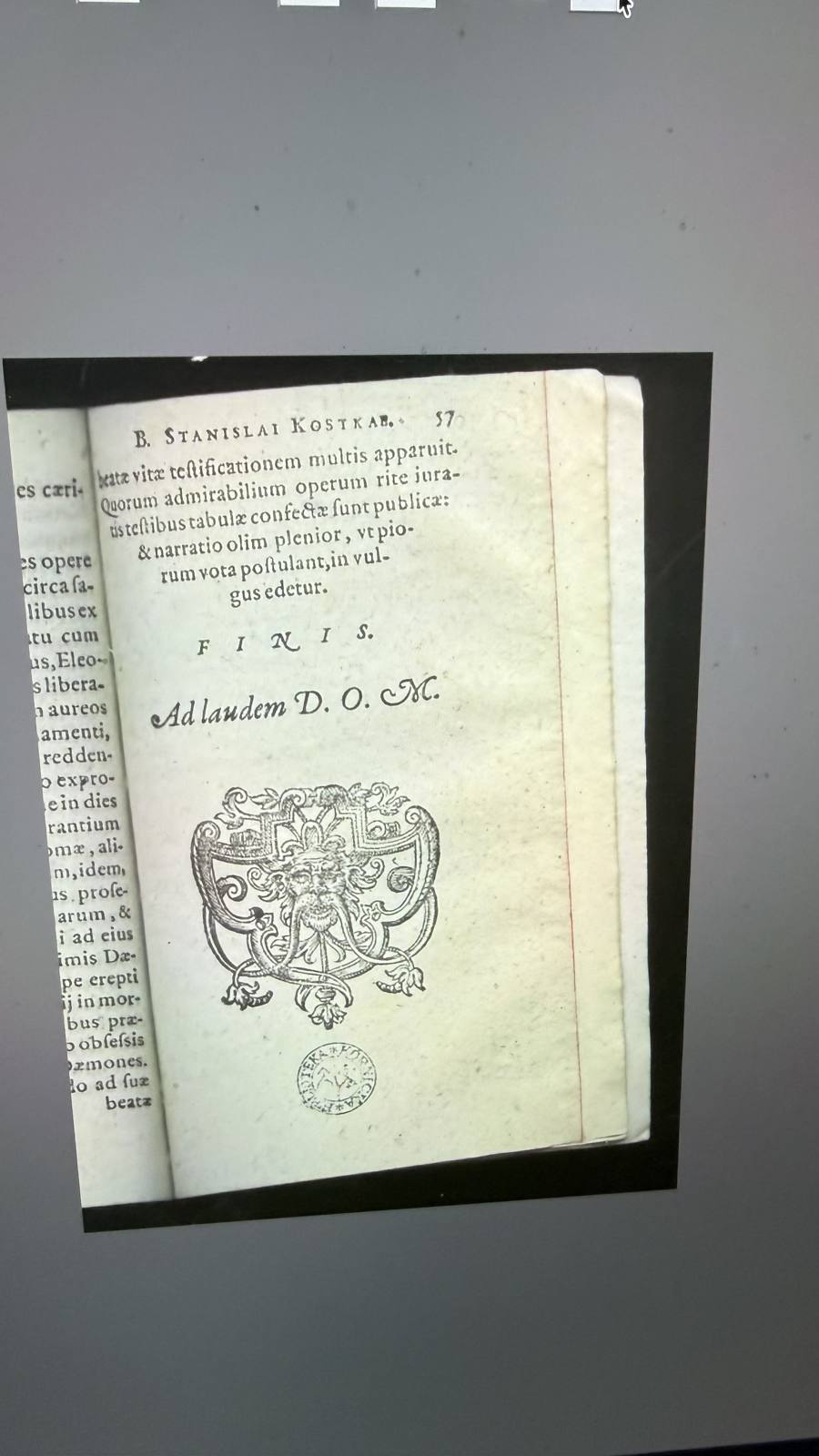 Strona starodruku: s. 57 (zakończenie dzieła)